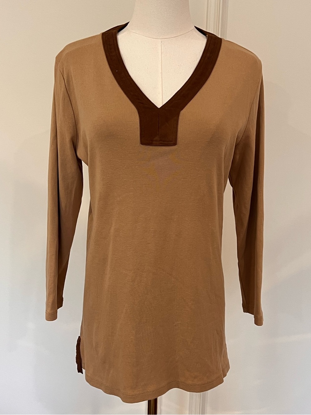 Lauren Ralph Lauren Camel Suede Trim‎ Tunic Old Money Quiet Luxury Riding M